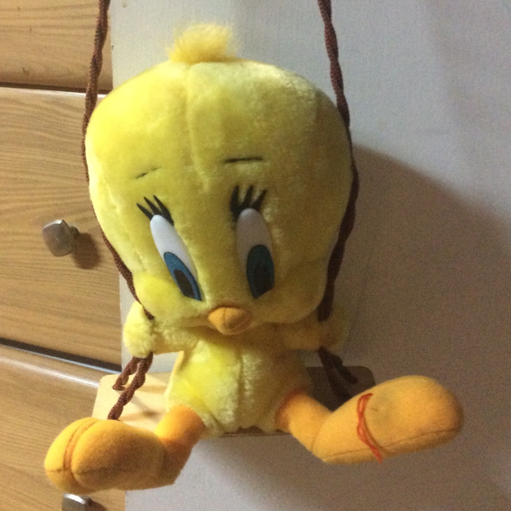 Vintage six flags Looney Tunes Tweety Bird On a Swing Plush Stuffed Collectible